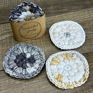 Handcrafted Crochet Face Round Makeup Remover Scrubbies Set Cotton Yarn